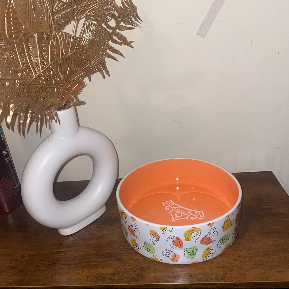 Vibrant Orange and White Decorative Bowl